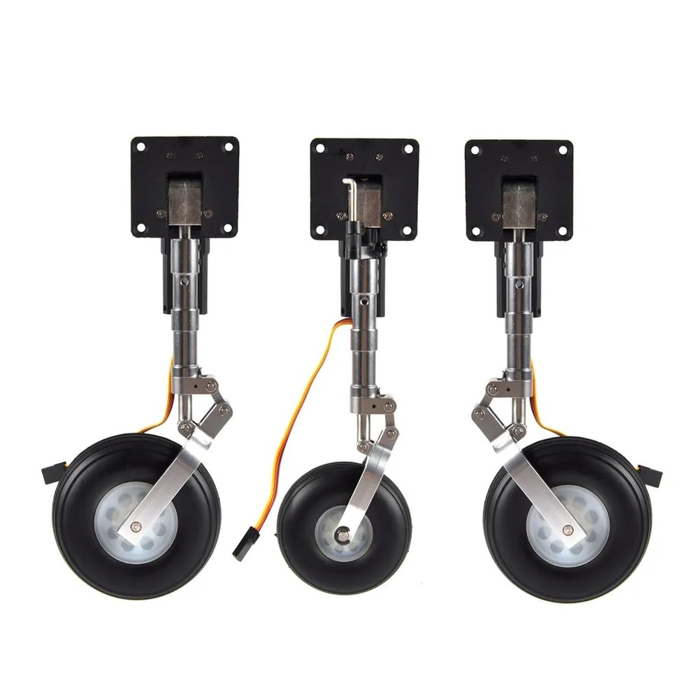 1 Set Servoless Retractable Landing Gear Anti-Vibration Landing Gear with Wheels 193mm Compatible with 1.6m RC Aircraft Universal