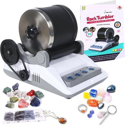 Azefun Rock Tumbler Kit, Enjoy 7-Days Polishing for DIY Stones, Hobby Eddition Rock Polisher Tumbler Kit with Rough Gemstones and 4 Polishing Grits,STEM Science Kit for Geology Enthusiasts