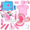 ULOVEME Pink Doctor Kit for Toddlers 3-5 with Costume - Dentist Kit for Kids with Teeth Model /Removable Teeth /Braces /Retainer - Toys for 4 Year Old Girls - Preschool Dramatic Play (Pink) view 1