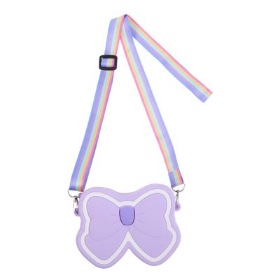 Beaupretty Adorable Boys and Girls Bow Bag Silicone Shoulder Bag for Toddlers Girls Sling Pouch Cartoon Purse