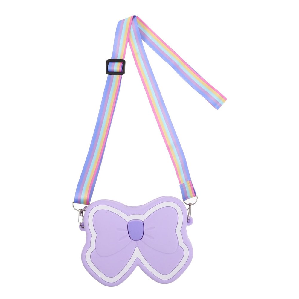 Beaupretty Adorable Boys and Girls Bow Bag Silicone Shoulder Bag for Toddlers Girls Sling Pouch Cartoon Purse
