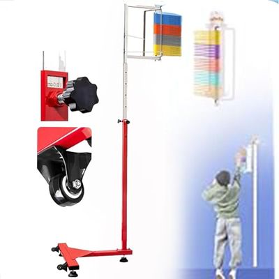 Free-Standing Jump Measurement TesterSprungmess Test Rod Tool, Jump Test Assessment Tool, Vertical Jump Rod Pole Tool, Vertical Jump Test Device, Pull Cord and Movable Wheel Reset, Yellow 1