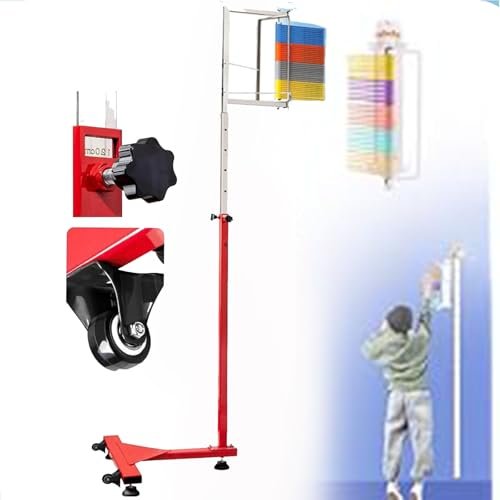 Free-Standing Jump Measurement TesterSprungmess Test Rod Tool, Jump Test Assessment Tool, Vertical Jump Rod Pole Tool, Vertical Jump Test Device, Pull Cord and Movable Wheel Reset, Yellow 1