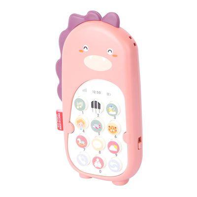 LIOOBO 1PC Bilingual Cartoon Mobile Phone for Chewable Vibration Function Early Education Play for Months Pink Dinosaur Design
