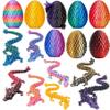 8Pcs 3D Printed Dragon Egg with Articulated Dragons Inside, Realistic 3D Printed Animals, Unique Crystal Dragon Fidget Toy Set, Easter Basket Stuffers & Mythical Pieces Dragon Egg Fillers Gift view 1