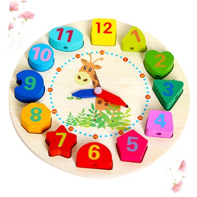 Toddmomy Wooden Beads Clock Educational Sorting Clock for Shape and Recognition Plaything Safe Wooden Material Present for Boys