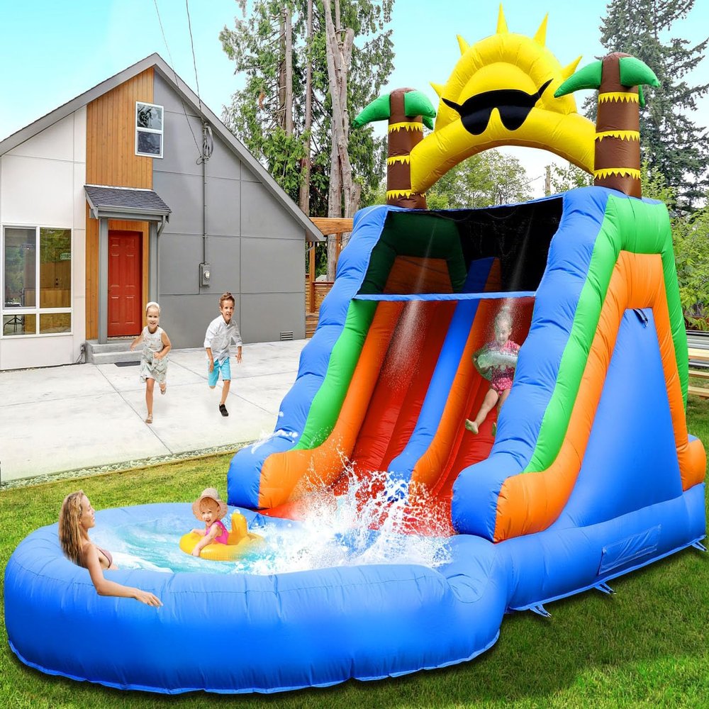22.5FT(L) Commercial Grade Water Slide for Kids Adults, (Double Slides) (Heavy Duty Full PVC) (Large Airtight Water Pool), (1100w UL Blower), Inflatable Waterslide for Backyard, Outdoor Blow up Slide