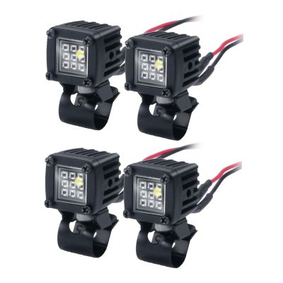 MORFUM 4PCS RC Spot Beam Square LED Cubes Offroad Driving Lights RC Light Bar LED Housing Lens Spotlight Compatible with 1/10 RC Car TRX4 TRX6 Axial SCX10 90046 RR10 D90 (D-9 Holes)