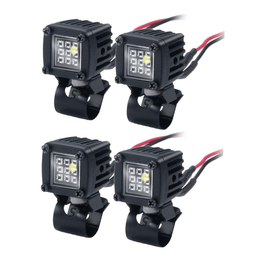 MORFUM 4PCS RC Spot Beam Square LED Cubes Offroad Driving Lights RC Light Bar LED Housing Lens Spotlight Compatible with 1/10 RC Car TRX4 TRX6 Axial SCX10 90046 RR10 D90 (D-9 Holes)