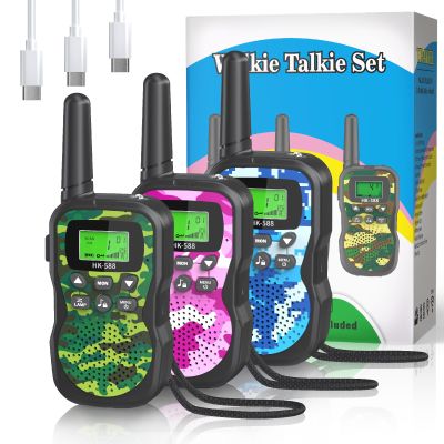 BUKEWIT Walkie Talkies for Kids 3 Pack,3 Miles Family Walky Talky Children Radio Long Range,22 Channels Kids walkie talkies with VOX Function&LED Flashligh,Camping Birthday Xmas Gift