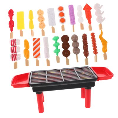 Toyvian 20Pcs BBQ Grill Playset for Interactive Cooking Set with Realistic Food Accessories for Indoor Outdoor Pretend Play Enhances Creativity and Motor Skills