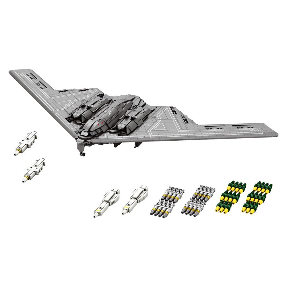 B2 Spirit Bomber Building Block Set, B2 Spirit 1/70 Scale Flying-Wing Ultra-High-Speed Intercontinental Stealth Strategic Bomber Model, Military Aircraft with Ammunition, 1977PCS