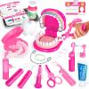 ULOVEME Kids Dentist Play Set Pink with Braces /Removable Teeth /Retainer - Doctor Kit for Toddlers 3-5 - Educational Toys for 4+ Year Old Girls - Pretend Play Toy for Ages 5-7 (Fushia) view 1