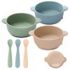 Eascrozn Baby Bowls with Suction and Baby Spoons Set of 3, Silicone Stay Put Bowls and Feeding Spoons for Babies Toddlers Kids, BPA Free,Microwave and Dishwasher Safe view 1