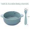 Eascrozn Baby Bowls with Suction and Baby Spoons Set of 3, Silicone Stay Put Bowls and Feeding Spoons for Babies Toddlers Kids, BPA Free,Microwave and Dishwasher Safe view 2