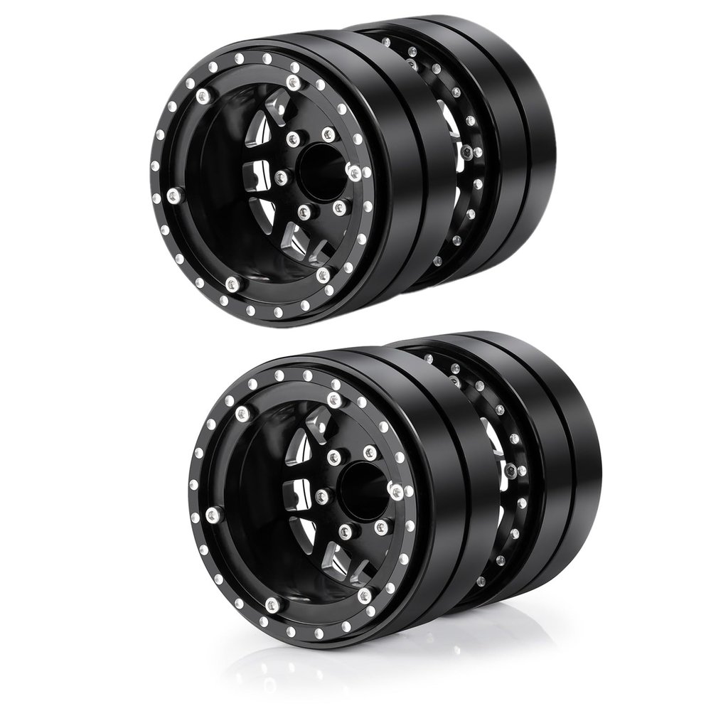 2PCS Aluminum 1.9" Dually Beadlock Wheels Upgrade for SCX10 TRX-4 TRX6 G63 1/10th RC Crawler Hauler Car
