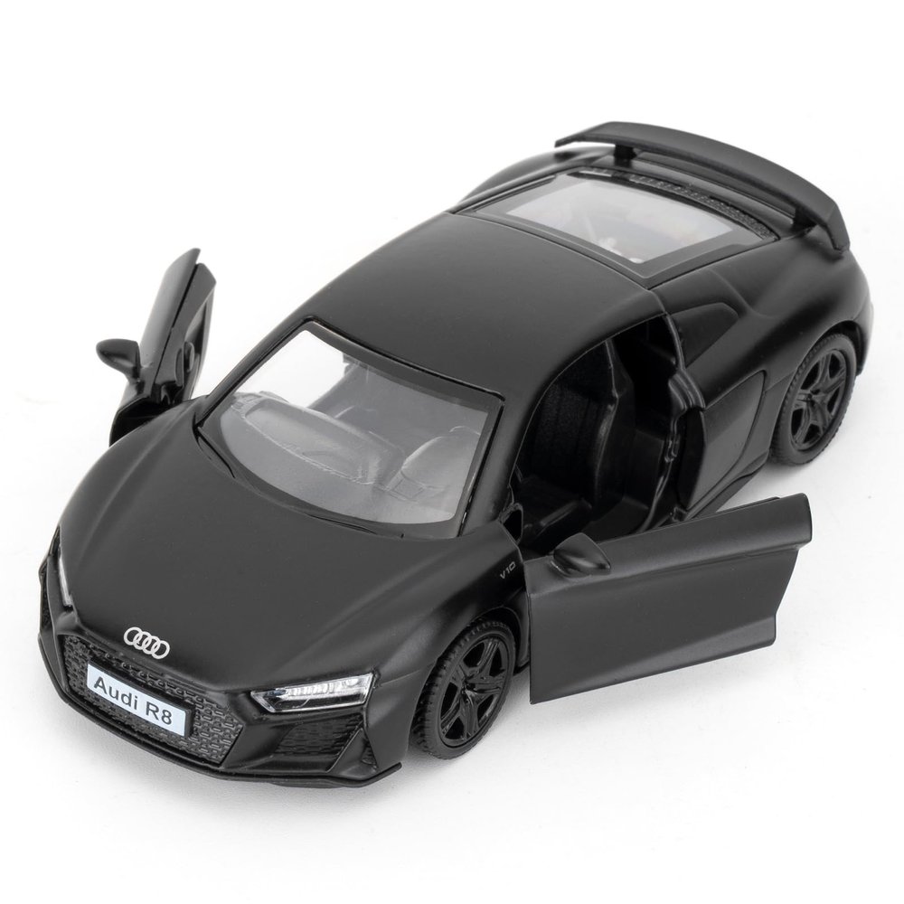 1:36 Scale Audi R8 Toy Car, Diecast Pull Back Model Car, Doors Open, Collection Kids Toy for Aged 3 and up, Gift Black