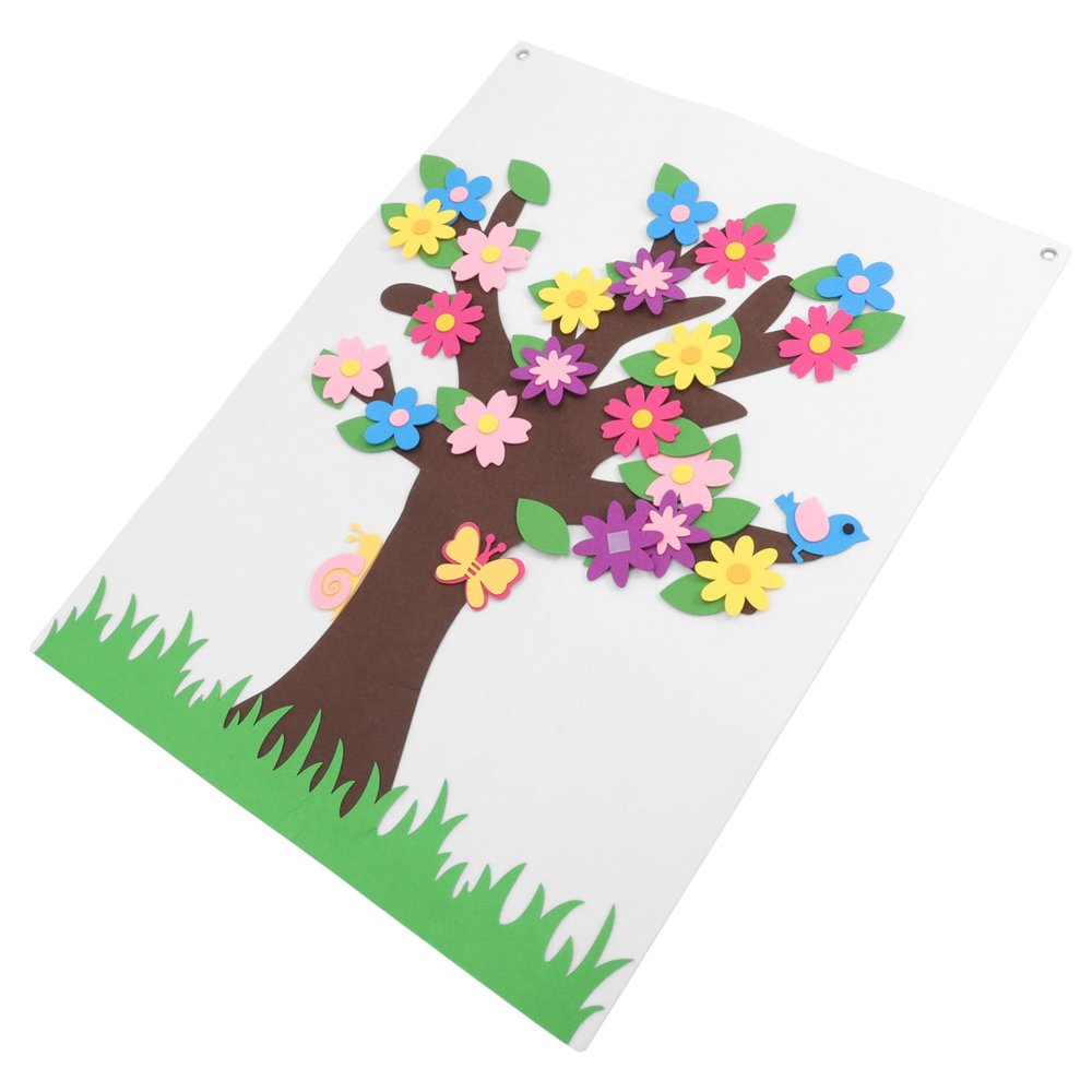 LOORGVEL 1set Felt Flower Tree Boy Girl Interactive Preschool Craft Activity Reusable Wall Decor Creative Design for Classrooms and Playrooms