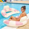 2 pcs Inflatable Pool Float Chair - 40" Pool Floaties Chair Floats Loungers for Swimming Pools Floating Lounger with Cup Holders Party Floaties for Adults (Retro Pink) view 3