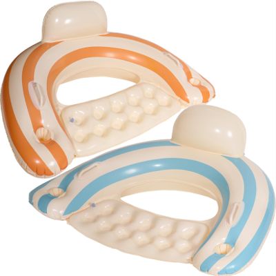 2 pcs Inflatable Pool Float Chair - 40" Pool Floaties Chair Floats Loungers for Swimming Pools Floating Lounger with Cup Holders Party Floaties for Adults (Blue and Orange)