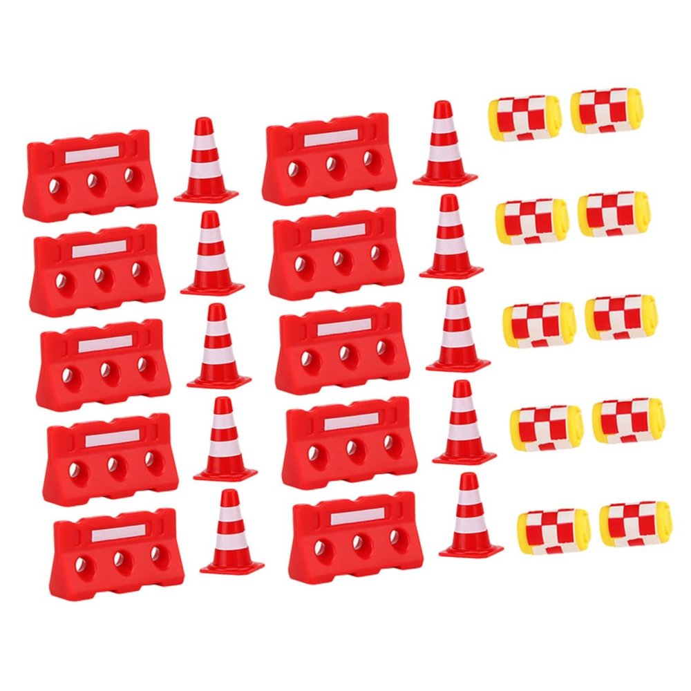LIOOBO 30pcs Mini Traffic Cones and Fences Educational Road Sign for Enhance Cognitive Skills and Hand Eye Coordination for Interactive Learning and Traffic Safety Awareness
