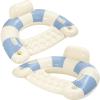 2 pcs Inflatable Pool Float Chair - 40" Pool Floaties Chair Floats Loungers for Swimming Pools Floating Lounger with Cup Holders Party Floaties for Adults (Retro Blue) view 3