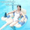 2 pcs Inflatable Pool Float Chair - 40" Pool Floaties Chair Floats Loungers for Swimming Pools Floating Lounger with Cup Holders Party Floaties for Adults (Retro Blue) view 4