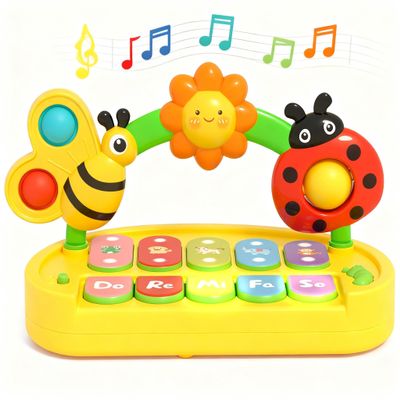 Baby Piano Toy 6-12 Months Light Up Music Keyboard Baby Toys for 3 6 9 12 18 Months with 4 Modes, Infant Educational Early Learning Toys, Small Musical Piano Toy 1 Year Old Boys Girls Gift