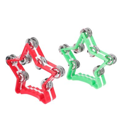 LIOOBO 2pcs Hand Rattle Five Pointed Star Design Plastic Handbell for Early Learning Classroom Music Easy to Carry and Safe