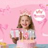 Atoden 5 Year Old Birthday Headband and Sash Happy 5th Birthday Decorations for Girl Glitter Flower Princess Crown Tiara with Pink Bow Party Costume Outfit Gifts view 3