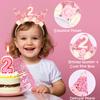 Atoden 2 Year Old Birthday Headband and Sash Happy 2nd Birthday Decorations for Girl Glitter Flower Princess Crown Tiara with Pink Bow Party Costume Outfit Gifts view 4