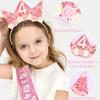 Atoden 4 Year Old Birthday Headband and Sash Happy 4th Birthday Decorations for Girl Glitter Flower Princess Crown Tiara with Pink Bow Party Costume Outfit Gifts view 4