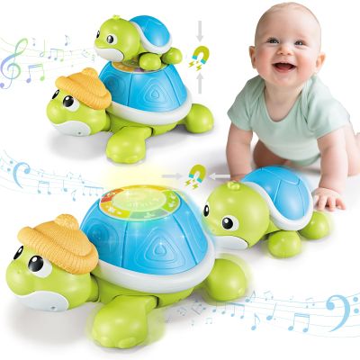 CuteZone Baby Toys 6-12 Months - Turtle Crawling & Musical Tummy Time Toy Set with Light & Sound, Moving Baby Activity for Crawling and Tummy Time, Interactive Gift for Babies
