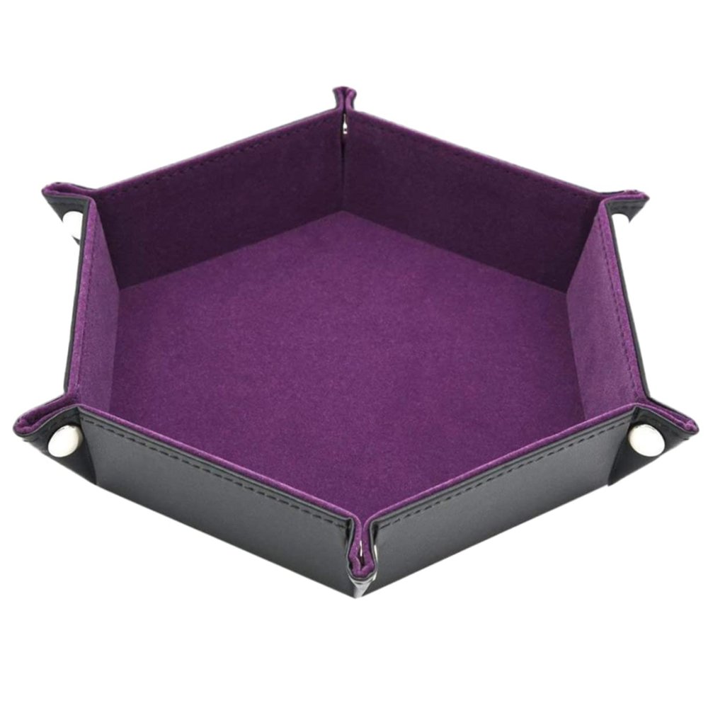 BESPORTBLE Hexagon Dice Plate Double-Sided Pu Leather Jewelry Storage Tray Bar Game Board for Office Home