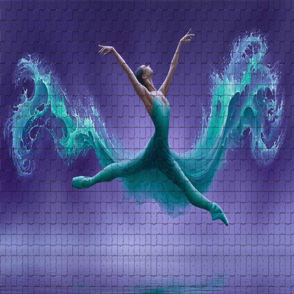 Challenging and Graceful Jigsaw Game Featuring Fluid Dance Art 500 Piece Puzzle for Adults and Art Lovers Wall Decor and Family Fun Gift