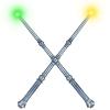 Light Up Magic Wizard Wand with Sounds & 4 Color Lights Illuminating Witch Toys for Kids Cosplay Party Birthday Gift, Silver, 2PCS view 1