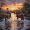 Challenging and Serene Jigsaw Game Featuring Cowboys River Crossing Sunset 1000 Piece Puzzle for Adults and Western Enthusiasts Wall Decor and Family Fun Gift view 1