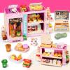 Pupu Pig Kids Grocery Store Playset, Fun Play Store with Realistic Cash Register Toy, Scanner, Play Food, Coffee Maker, Play Money & Credit Card, Preschool Toys for Boys Girls Birthday Gifts 3+ view 3