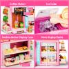 Pupu Pig Kids Grocery Store Playset, Fun Play Store with Realistic Cash Register Toy, Scanner, Play Food, Coffee Maker, Play Money & Credit Card, Preschool Toys for Boys Girls Birthday Gifts 3+ view 4