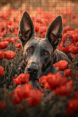 1000 Piece Puzzle for Adults Great Dane Dog Poppies A Challenging and Serene Jigsaw Game for Families Dog Lovers Fun Wall Art and Family Night Gift Idea