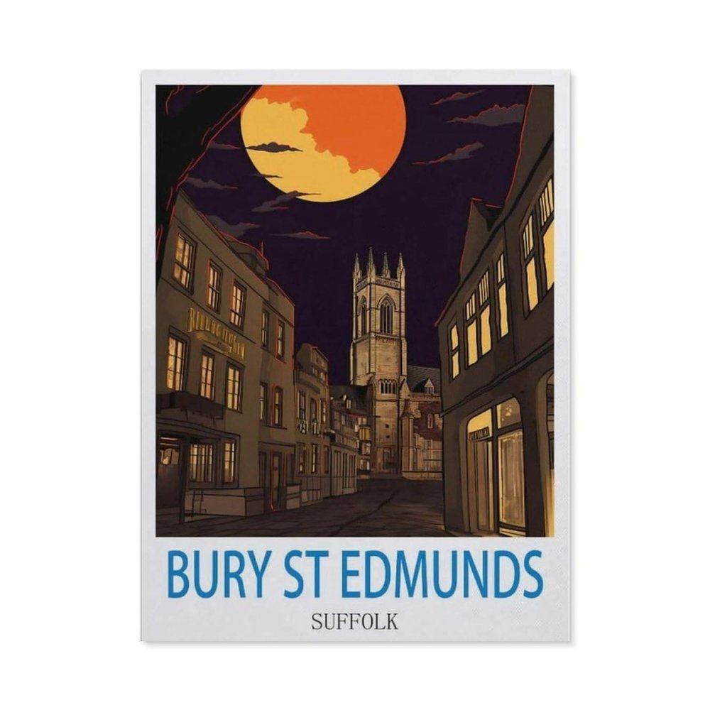 Bury St Edmunds Suffolk Vintage Travel PostersJigsaws Puzzles 1000 Pieces Teens Kids Jigsaw Entertainment Toys Brain Challenge Puzzle75x50cm-DC91