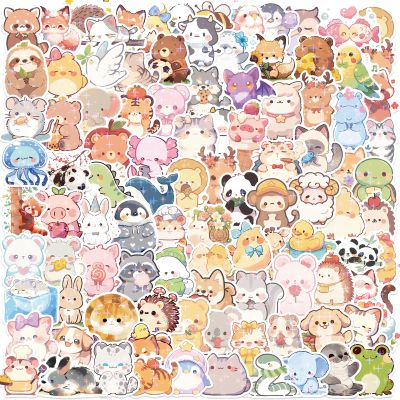 100PCS Cute Animal Stickers, Holographic Animal Stickers for Kid, Cute Sticker for Water Bottle Laptop Phone Girls Boys Classroom Reward for Students