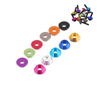 SFCHEN 10pcs M2 M2.5 M3 M4 Aluminum Colorful Anodized Washer RC Car Flight Model Gasket for Cup Head Hex Socket Screw Bolt(M2-Black)
