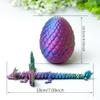 3D Printed Dragon Egg with Wing,Little Dragon Inside Egg,Flexible Realistic Articulated Animal Fidget Toys,Mystery Figurines Gifts for Easter,Executive Desk Funny Dcor and Festival Collectible (RGB) view 2
