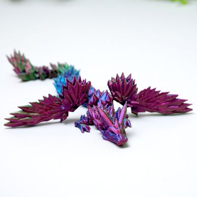 3D Printed Crystal Dragon with Wings,pterosaur Model,Flexible Realistic Articulated Animal Fidget Toys,Mystery Figurines Gifts for Easter,Executive Desk Funny Dcor and Festival Collectible (RGB)