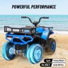 24V 4x4 Ride on Toys Car, BLISSRIDE Kids ATV Quad w/Kneepads, 5Mph Max Speed, Music, LED Lights, Rear Storage Rack, Big Tires, Safe Soft Start&Brake, Electric 4 Wheeler for Kids Boys Girls, L Blue view 4