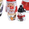 Aqur2020 5pcs Unique Glossy Round Nesting Dolls, Decorative Ornaments with Snowman, Father Christmas, Christmas Tree, Handmade Home Furnishings view 3