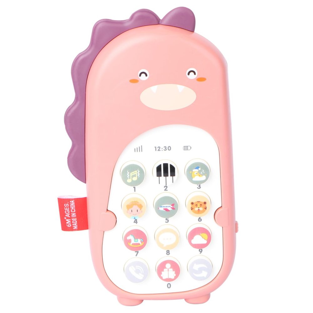 YARNOW 1PC Bilingual Cartoon Mobile Phone for Chewable Imitation Phone Months and Older Pink Dinosaur Design