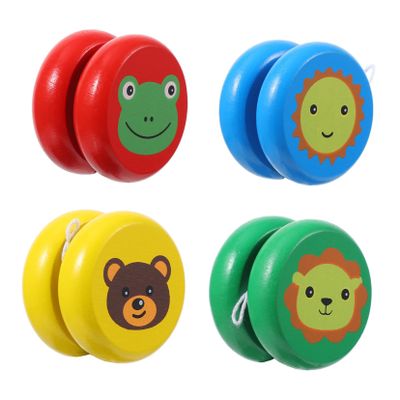 Toddmomy 4pcs Wooden Yoyo Toy Fun and Safe Educational Finger Toy for Boys and Girls Portable and Lightweight Traditional Wooden Yo- Random Colors