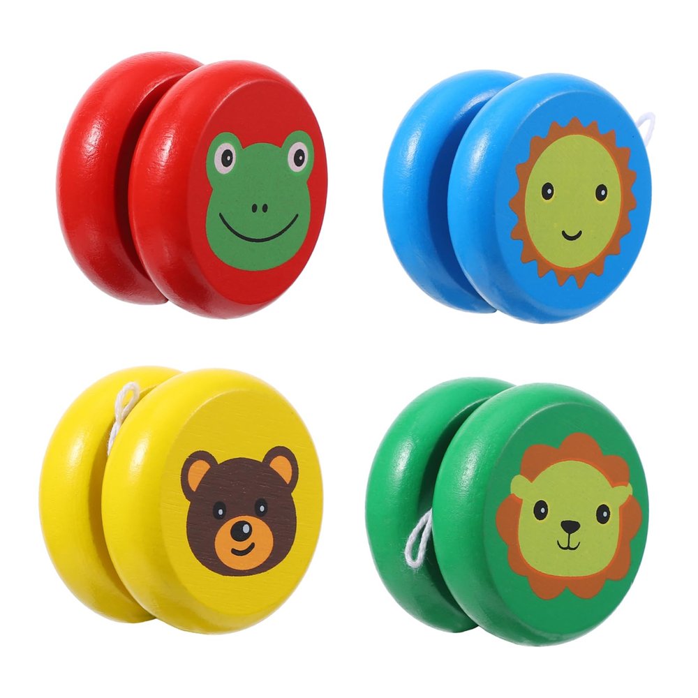 Toddmomy 4pcs Wooden Yoyo Toy Fun and Safe Educational Finger Toy for Boys and Girls Portable and Lightweight Traditional Wooden Yo- Random Colors